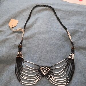 BLACK and white beaded necklace